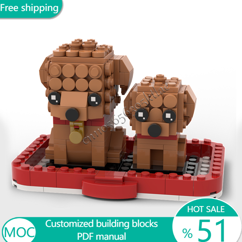 Kids Toys Blocks - 293 قطعة الحيوان Goldendoodl والجرو MOC